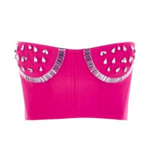 Area Embellished Cropped Bustier Top